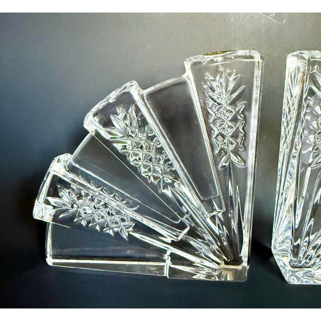 Waterford Crystal Pair of Vintage Waterford Crystal Pineapple Cut Fan Bookends For Sale - Image 4 of 11