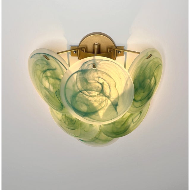 Glass Wall Sconces with Acid-Etched Alabaster Glass Discs, 1990s, Set of 2 For Sale - Image 13 of 15