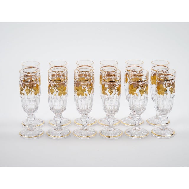 An exceptional set of twelve mid-20th century Tableware , barware champagne flute glass service by the renowned Belgian...