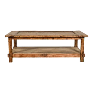 Country Style Distressed Two-Tier Coffee Table with Inset Top and Straight Legs
