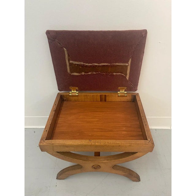 1970s Vintage Needlepoint Embroidery Footstool With Floral Motif For Sale - Image 10 of 10