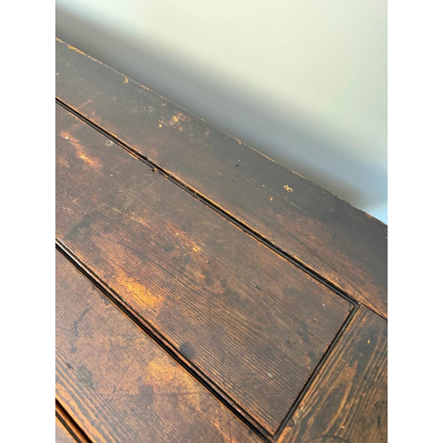 Large Antique 19th Century Oak Dark Wood Blanket Box Chest Coffer with Key Rustic Farmhouse For Sale - Image 13 of 15