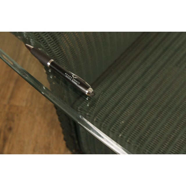 Lloyd Loom Glass Top Wicker Outdoor Coffee Table For Sale - Image 11 of 13