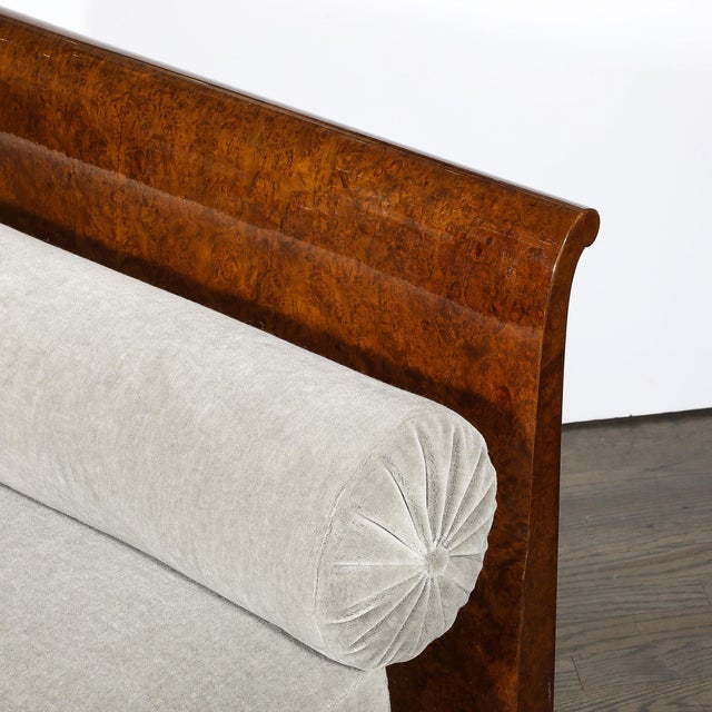 Art Deco Lupe De Amboyna Wood & Taupe Mohair Upholstery Daybed Attr. Jules Leleu For Sale - Image 14 of 18