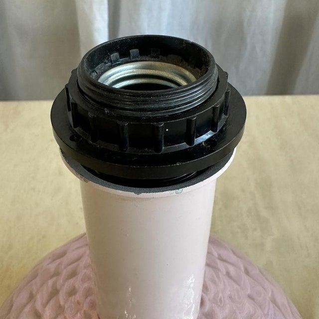 Mid-Century Italian Modern Pink Iridescent Ceramic Table Lamp, 1970s, Set of 2 For Sale - Image 9 of 18