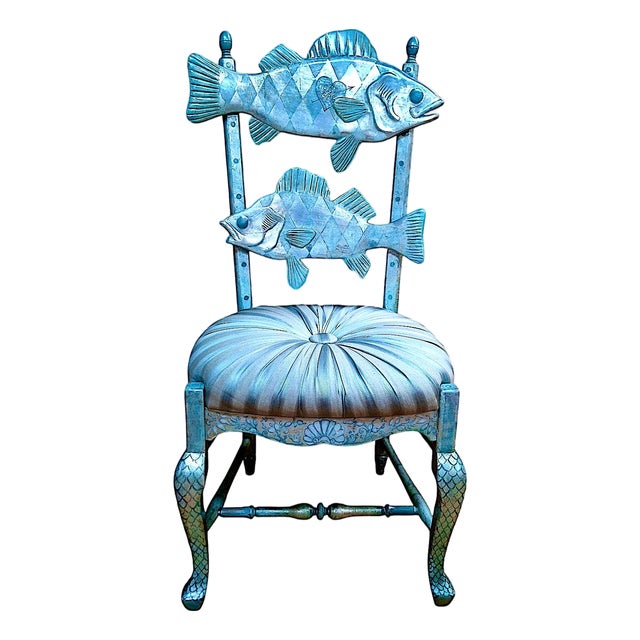 MacKenzie-Childs Pearlescent “Fantasy Fish” Accent Chair For Sale