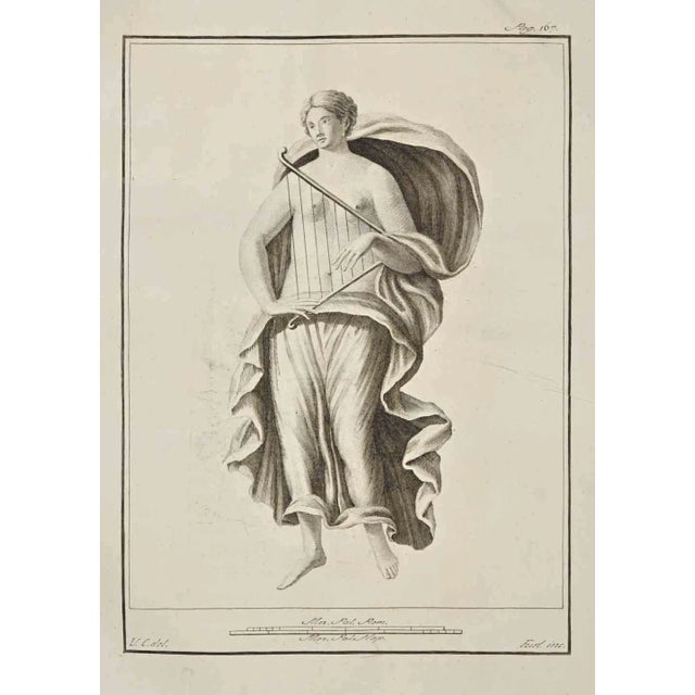 Vincenzo Campana, Ancient Roman Fresco Herculaneum, Etching, 18th Century For Sale