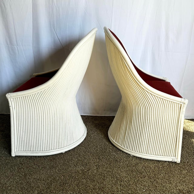 Boho Chic Boho Chic Pencil Reed Upholstered Dining Chairs - A Pair For Sale - Image 3 of 10