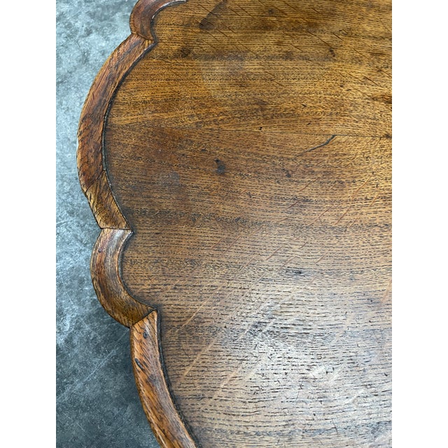 19th Century Antique English Oak Scalloped Edge Lazy Susan For Sale - Image 5 of 7