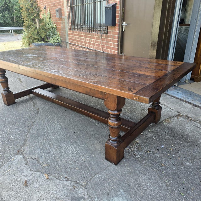 Farmhouse Plank Oak Refrectory Dining Table For Sale - Image 10 of 18