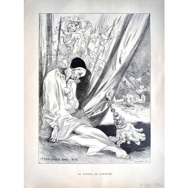 Ferdinand Bac, Le Rideau de Theatre/Praise of Folly, Lithograph, 1919 For Sale - Image 3 of 3