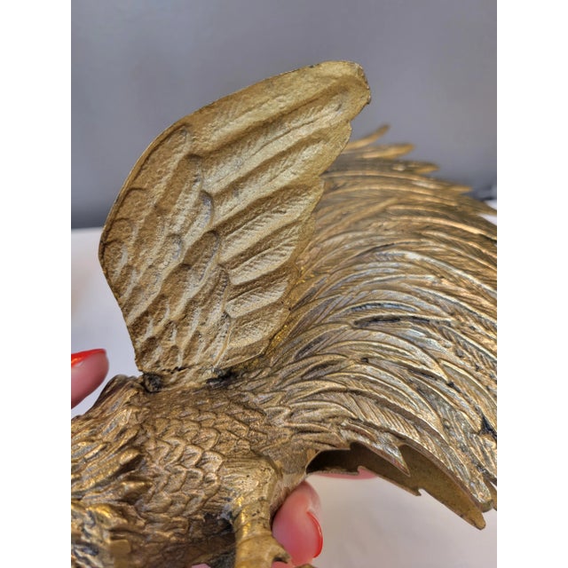 Mid-Century Brass Fighting Rooster- a Pair For Sale - Image 11 of 11