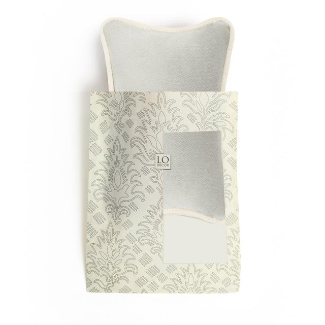 Textile The Gift Micro Cushion in Light Grey Velvet with White Piping by Lorenza Briola for Lo Decor For Sale - Image 7 of 7