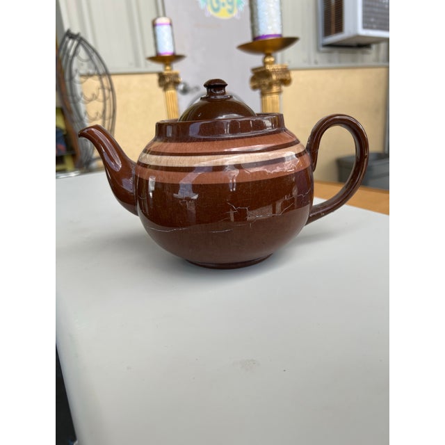 1940s 1940s Alcock Lindley Bloore Brown Betty Teapot For Sale - Image 5 of 11