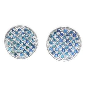 Natural Blue Diamond Circle Stud Earrings - 2 Pieces