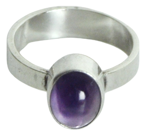 Scandinavian Modern Sterling Silver and Amethyst Ring by N. E., Denmark, 1960s