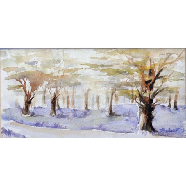 Gorgeous painterly watercolor painting of North Hagley Park in New Zealand, Spring 1997, by Jeanie Roberts (New Zealand,...