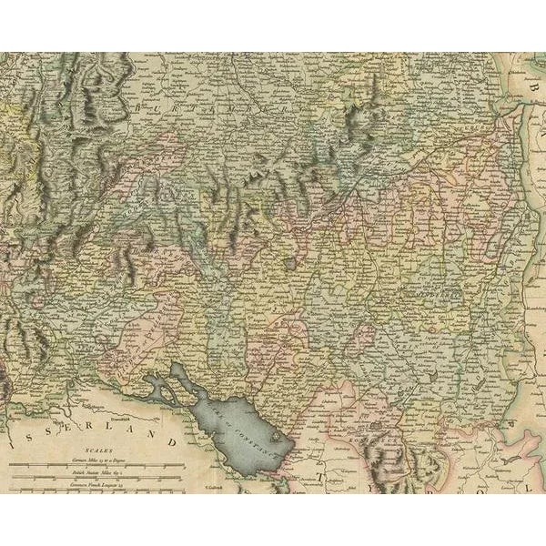 Antique Map of the Swabia Region of Germany by Cary, 1811 For Sale - Image 4 of 5