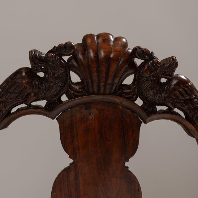 19th Century British Chestnut Brown Ceylon George I Colonial Chair with Rattan Seat For Sale - Image 4 of 15