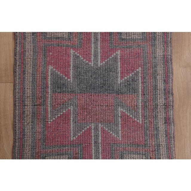 Textile 1970s Vintage Turkish Handmade Wool & Cotton Pink Runner Rug For Sale - Image 7 of 11