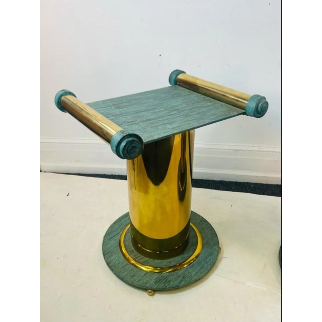 Philip and Kelvin LaVerne 1980s Post Modern Brutalist Column Pedestal Tables - A Pair For Sale - Image 4 of 10