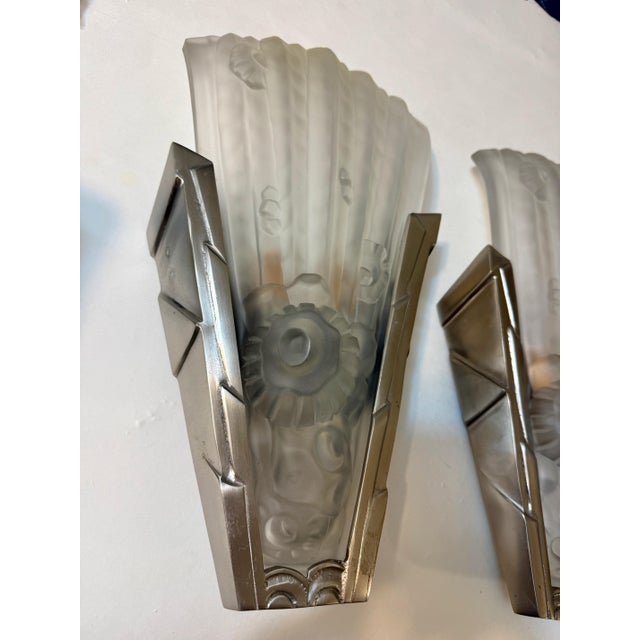 Art Deco 1920s Pair of French Art Deco Sconces by Genet Et Michon For Sale - Image 3 of 11