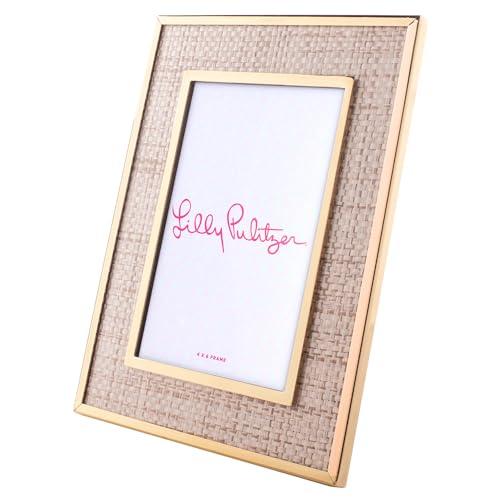 Go glam with this metal bamboo frame sized to showcase your favorite 4" x 6" photo. The easel stand paired with the raffia...