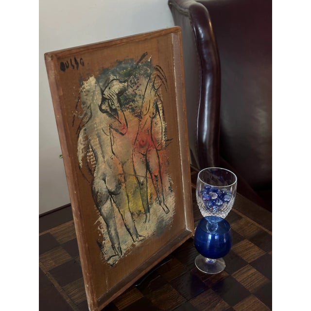 1940s Leon d'Usseau (Dusso), Modernist Art Painting of Nudes, California Early Modern Art Painting on Board For Sale - Image 5 of 7
