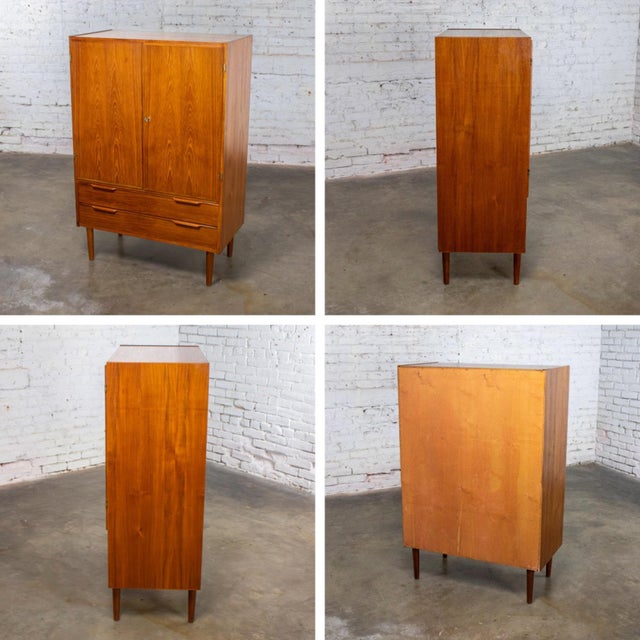 Mid-20th Century Scandinavian Modern Teak Petite Cabinet Dry Bar, Armoire or Gentleman’s Chest For Sale - Image 13 of 18