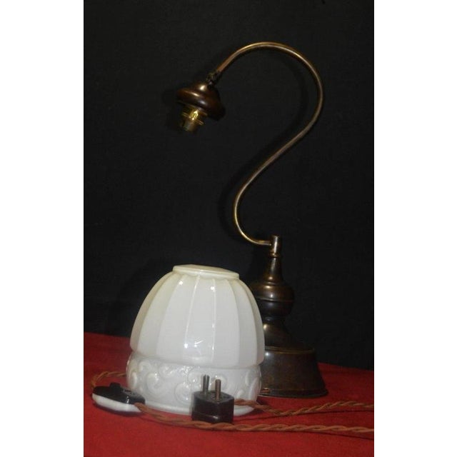 Vintage French Art Deco Adjustable Bronze and Opaline Glass Table Lamp, 1930s For Sale - Image 14 of 18