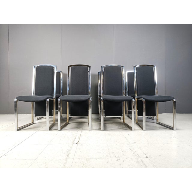 Vintage Brass and Chrome Dining Chairs, 1970s, Set of 8 For Sale - Image 11 of 11