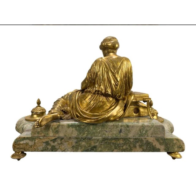 Late 19th Century Antique French Gilt Bronze & Marble Inkwell For Sale - Image 5 of 8
