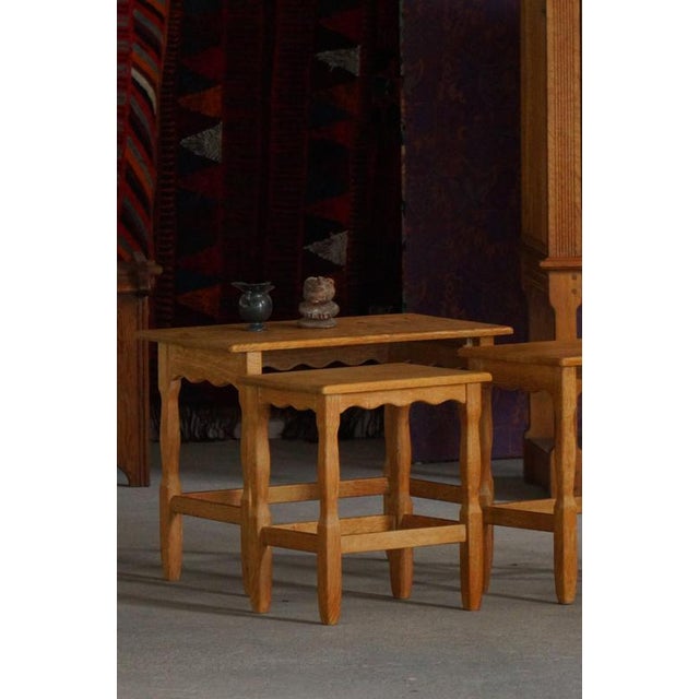 Mid-Century Modern Danish Nesting Tables in Oak, 1960s, Set of 3 For Sale - Image 10 of 14