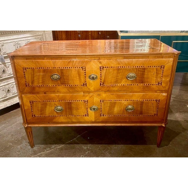 19th C. Biedermeier Walnut Inlaid Commode For Sale - Image 9 of 12