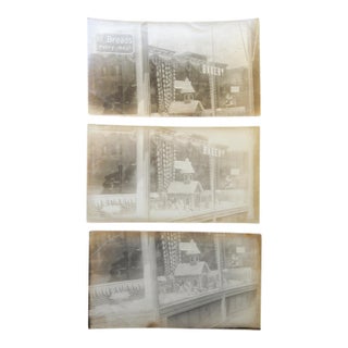 Early 20th Century Snapshot Photograph ODells Bakery Christmas Window Display - Set of 3 For Sale