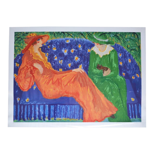Limited Edition "Orange Dress" Seriolithograph by Barbara Wood For Sale