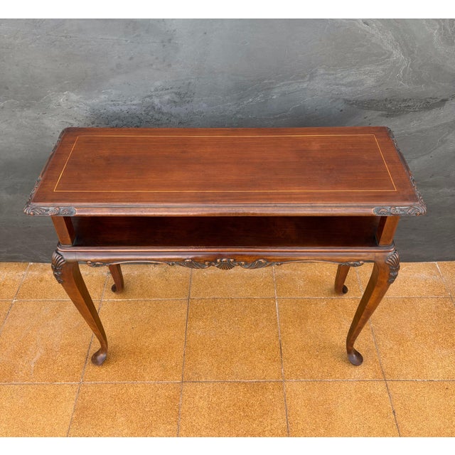 1950s French Louis XV Style Carved Console Table with Cabriolé Legs For Sale - Image 10 of 14