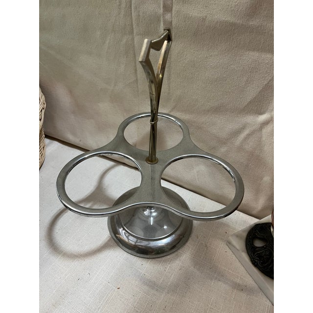 Mid-Century Modern 1970s Three-Ring Silver Serving Caddy For Sale - Image 3 of 3