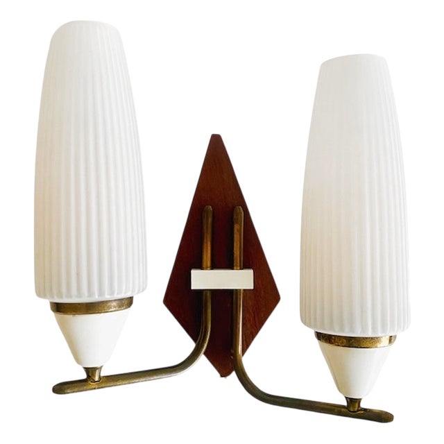 Mid-Century Danish Design Double Wall Lamp in Teak, 1960s For Sale