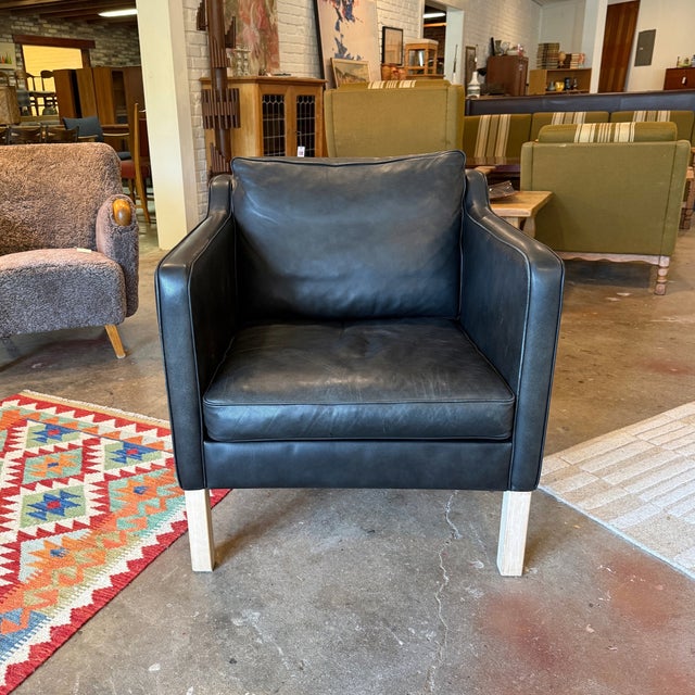 Mid 20th Century Mid 20th Century Danish Mogensen 2421 Style Leather Club Chair For Sale - Image 5 of 6