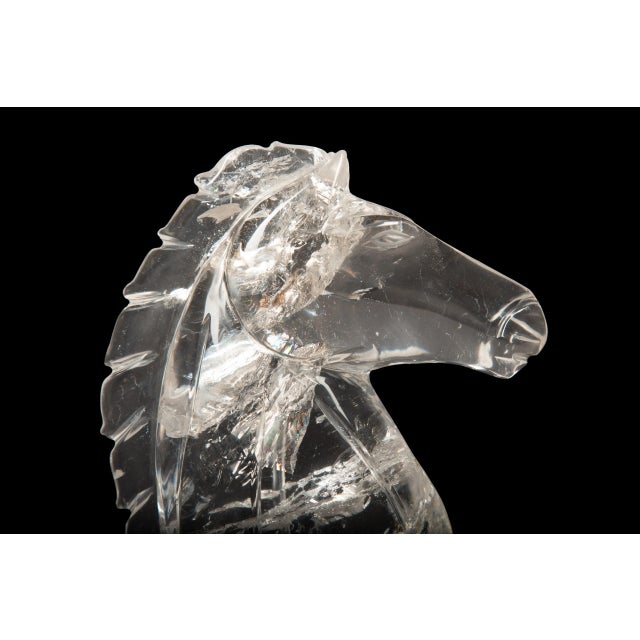 Hand-Carved Rock Crystal Horse Head from Brazil For Sale - Image 4 of 4