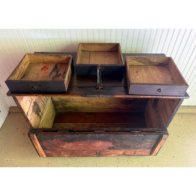 An antique Korean Bandaji from Jeju Do (Jeju Island) circa 19th century. Constructed from pine planks and zelkova (Korean...