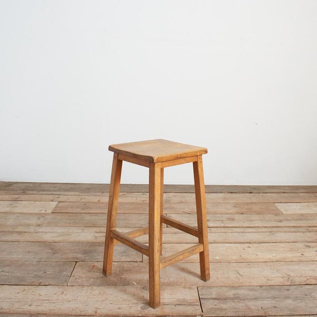 Vintage Wooden School Lab Stool For Sale - Image 3 of 8