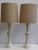 Vintage Table Lamps with Creamy White, Profiled Pillar Foot & Gem Fabric Shade, 1970s, Set of 2, in Good conditions....