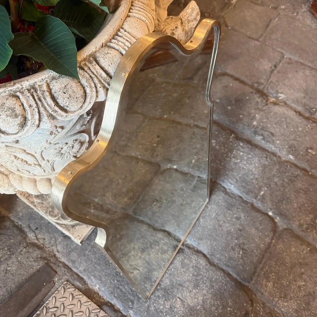 1950s Gio Ponti Style Mid-Century Modern Solid Brass Well Shaped Wall Mirror For Sale - Image 14 of 14