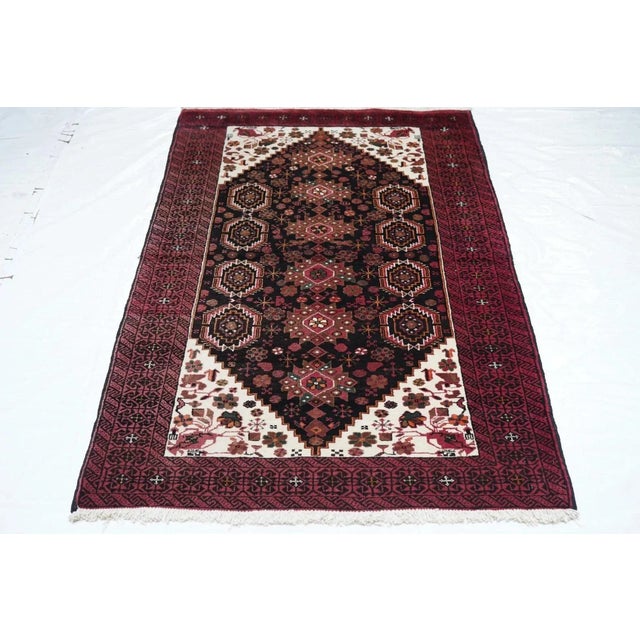 Vintage Balouch Rug 3'4'' x 6'6'' For Sale - Image 9 of 11