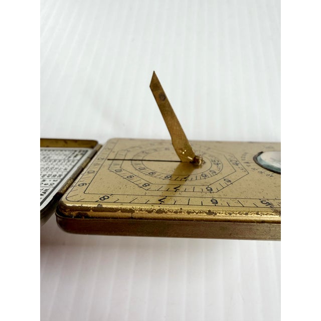 1920s Antique Ansonia Sun Watch Portable Pocket Brass Sundial Compass For Sale - Image 5 of 10