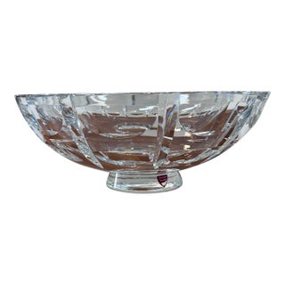 Vintage Orrefors “Thousand Windows” Crystal Footed Centerpiece Bowl by Simon Gate, Sweden For Sale
