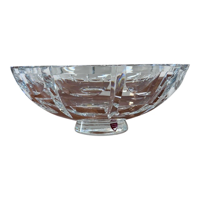 Vintage Orrefors “Thousand Windows” Crystal Footed Centerpiece Bowl by Simon Gate, Sweden For Sale