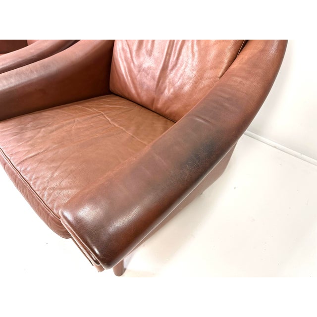 Pair of 1960's Danish Leather Lounge Chairs Attributed to Aage Christiansen For Sale In Boston - Image 6 of 10